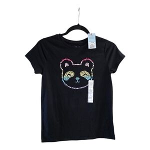 Cat & Jack Girl's Panda Bear Hearts Cotton Blend Short Sleeve T-Shirt L 10-12